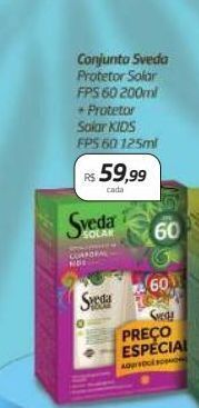 Drogal Conjunto sveda protetor solar fps60 200ml + protetor solar kids fps60 125ml oferta