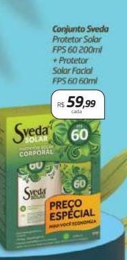 Drogal Conjunto sveda protetor solar fps60 200ml + protetor solar facial fps60 60ml oferta