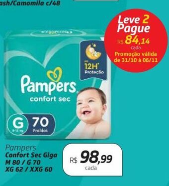 Drogal Pampers confort sec giga m 80 / g 70 xg 62 / xxg 60 oferta