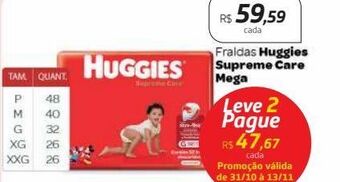 Drogal Fraldas huggies supreme care mega oferta