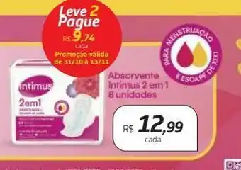 Drogal Absorvente intimus 2 em 1 8 unidades oferta