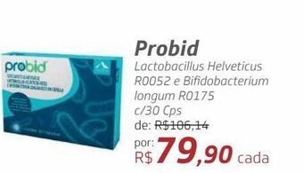 Drogal Probid lactobacillus helveticus r0052 e bifidobacterium longum r0175 c/30 cps oferta