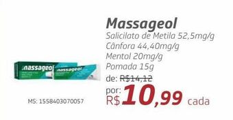 Massageol salicilato de metila 52,5mg/g cânfora 44,40mg/g mentol 20mg/g pomada 15g