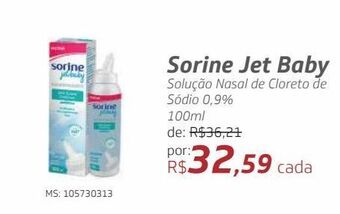 Drogal Sorine jet baby solução nasal de cloreto de sódio 0,9% 100ml oferta