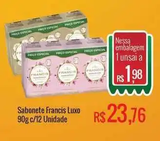 Mart Minas Sabonete Francis Luxo 90g c/12 unidade oferta