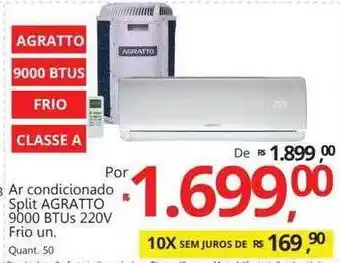 Supermercados Koch Ar condicionado split agratto 9000 btus 220v frio oferta