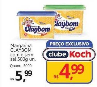 Supermercados Koch Margarina claybom com e sem sal oferta