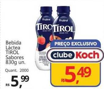 Supermercados Koch Bebida láctea tirol sabores oferta