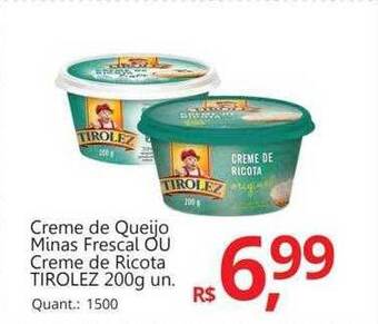 Supermercados Koch Creme de queijo minas frescal ou creme de ricota tirolez oferta