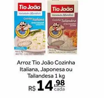 Arroz tio joão cozinha italiana, japonesa ou tailandesa