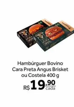 Hambúrguer bovino cara preta angus brisket ou costela