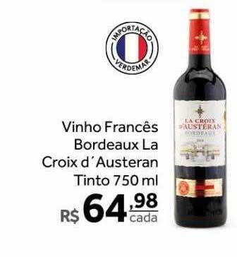 Verdemar Supermercado Vinho francês bordeaux la croix d'austeran tinto oferta