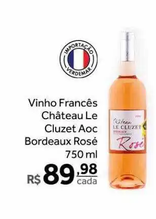 Verdemar Supermercado Vinho francês château le cluzet aoc bordeaux rosé oferta