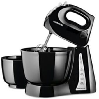 Novo Mundo Batedeira premium mondial, 400w, 4 velocidades + turbo, batedor em aço cromado, preto / prata - b-04 np oferta