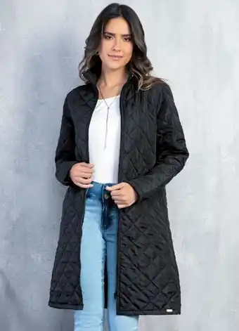 Quintess - jaqueta puff preta alongada com bolsos