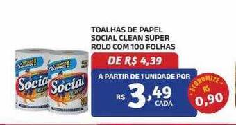 Toalhas de papel social clean super rolo com 100 folhas