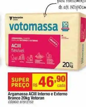 Leroy Merlin Argamassa aciii intern o e externo branco 20kg votoran oferta
