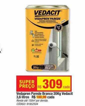 Leroy Merlin Vedapren parede branco 20kg vedacit oferta