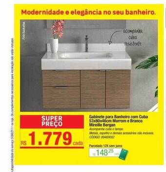 Leroy Merlin Gabinete para banheiro com cuba 53x80x46cm marrom e branco mireille bergan oferta
