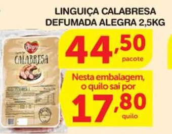 Roldão Linguica calabresa Defumada Alegra 2.5kg oferta