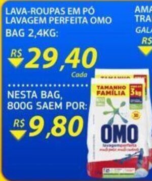Assaí Atacadista Lava roupas em po Lavagem Perfeita Omo 2.4kg oferta
