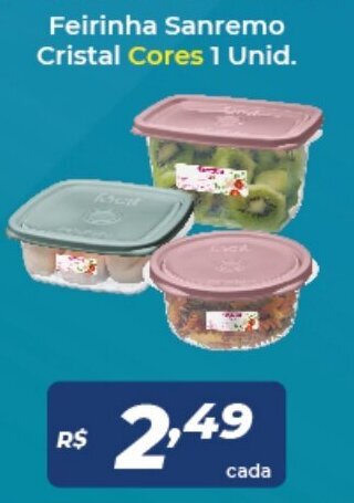 Atakarejo Feirinha Sanremo Cristal cores 1 unid oferta