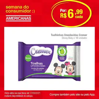 Lojas Americanas Toalhinas Umedecidas Cremer oferta