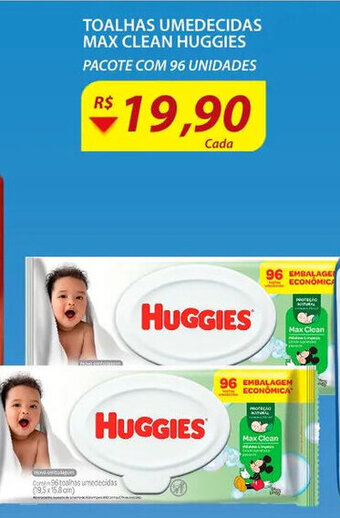 Assaí Atacadista Toalhas Umedecidas Max Clean Huggies oferta