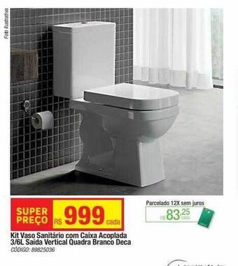 Leroy Merlin Kit vaso sanitário com caixa acoplada 3-6l saida vertical quadra branco deca oferta