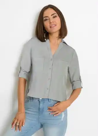 Bonprix - camisa cropped oversized cinza