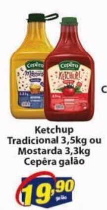 Vencedor Atacadista Ketchup Tradicional 3.5kg ou Mostarda 3.3kg Cepera galao oferta