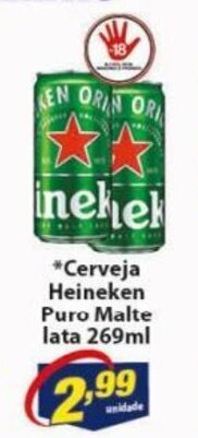 Vencedor Atacadista Cerveja Heineken Puro Malte lata 269ml oferta