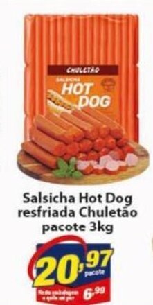 Vencedor Atacadista Salsicha Hot Dog Resfriada Chuletao pacote 3kg oferta