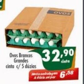 Vencedor Atacadista Ovos Brancos grandes cinta c/5 duzias oferta