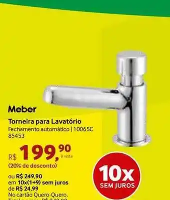 Meber Torneira Para Lavatório Fechamento Automático 10065c 85453