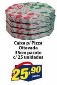 Vencedor Atacadista Caixa p/ Pizza Oitavada 35cm pacote c/25 unidades oferta