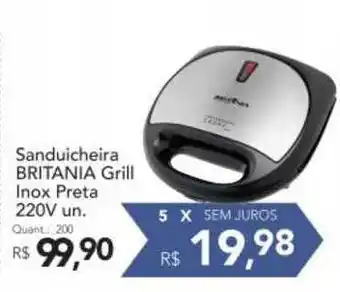 Supermercados Koch Sanduicheira Britania Grill Inox Preta 220v oferta