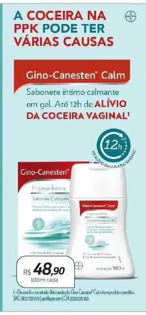 Drogal Gino-canesten calm sabonete íntimo calmante em gel oferta