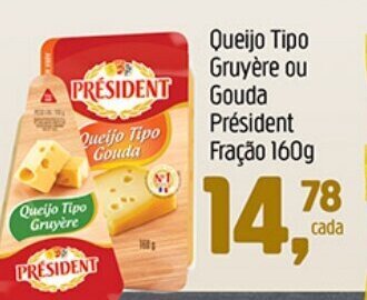 Supermercados Guanabara Queijo Tipo Gruyere ou Gouda President Fracao 160g oferta