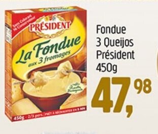 Supermercados Guanabara Fondue 3 Queijos President 450g oferta