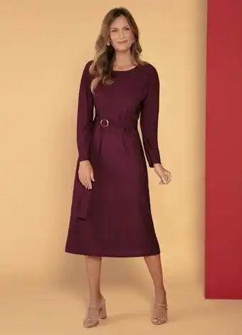 Bonprix - vestido mangas longas com cinto bordô