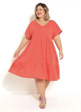 Posthaus Marguerite - vestido coral com franzidos plus size oferta