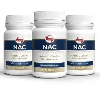 Pão de Açúcar Kit 3 nac n-acetil l-cisteína 600mg vitafor 30 cápsulas oferta