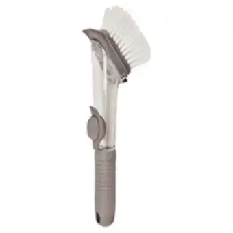 Conjunto esponja e escova hauskraft com dispenser transparente e cinza - vsra-004