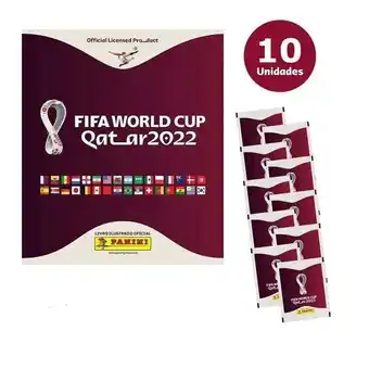 Fifa qatar 2022 kit com álbum capa cartão e 10 unidades - panini