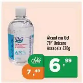 Supermercados Pague Menos álcool Em Gel 70° Unicare Assepsia 420g oferta