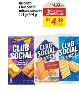 Comper Biscoito club social varios sabores oferta