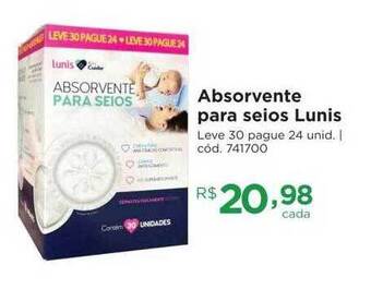 Farmácia Preço Popular Absorvente para seios lunis oferta