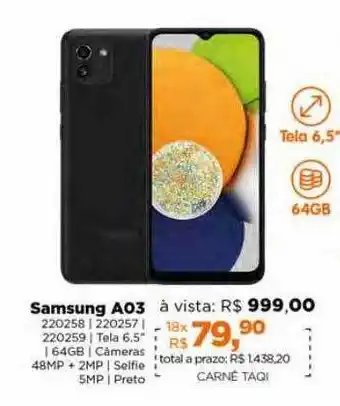Lojas TaQi Samsung a03 oferta