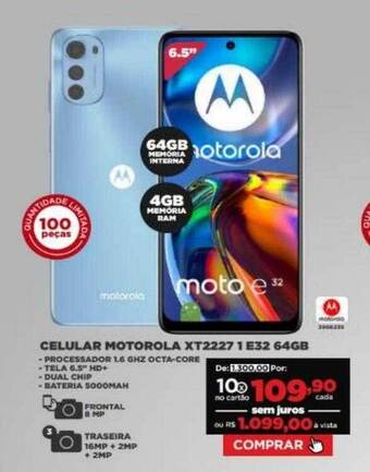 Móveis Simonetti Celular motorola xt2227 1 e32 64gb oferta